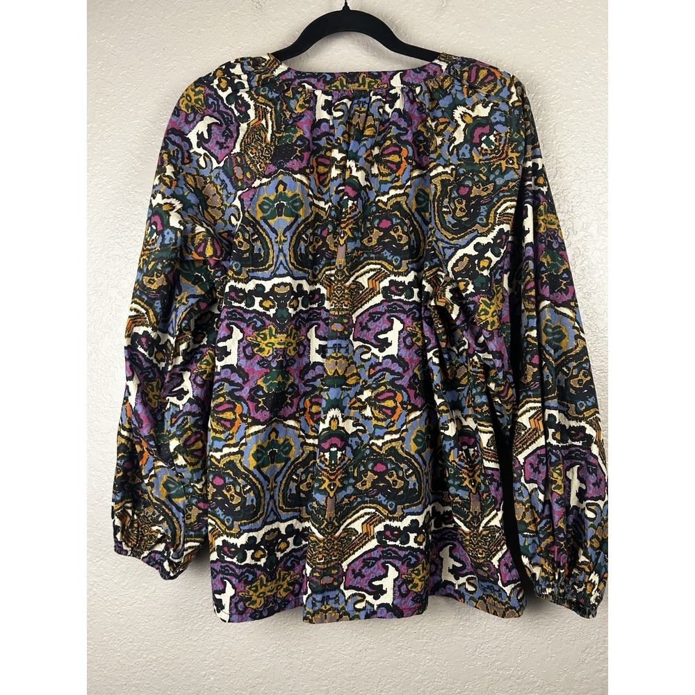 Cleobella Felicia Blouse In Mosaic Ikat Long Puff Sleeve Boho Colorful Size XL - Picture 3 of 11